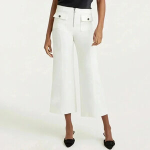 Cinq A Sept Azure Pants White Denim High Waist Wide Leg Zipper Front Womens 00